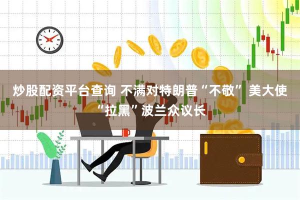 炒股配资平台查询 不满对特朗普“不敬” 美大使“拉黑”波兰众议长