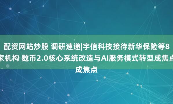 配资网站炒股 调研速递|宇信科技接待新华保险等8家机构 数币2.0核心系统改造与AI服务模式转型成焦点