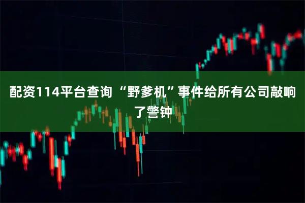 配资114平台查询 “野爹机”事件给所有公司敲响了警钟